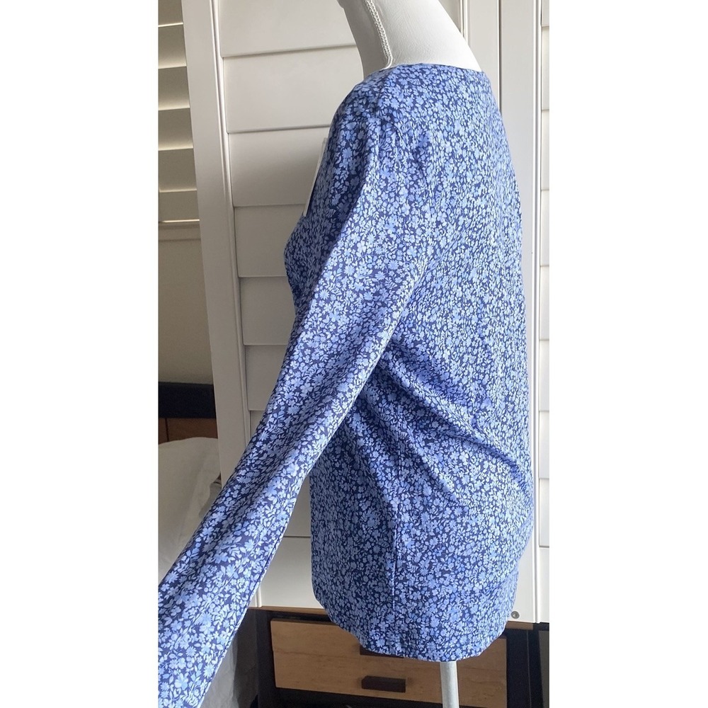 NWT Lands' End Supima Cotton Long Sleeve V-Neck T-Shirt Women S Tall Ditzy Blue - Picture 4 of 12